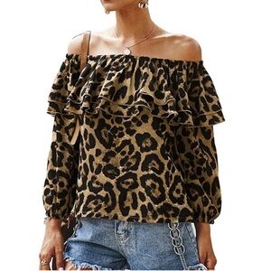One-shoulder Top T-shirt Casual Plus Size L  Women Long Sleeve Elastic Neckline